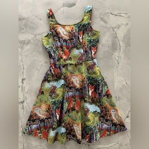 Retrolicious Whimsigoth Forest Cotton Novelty Skater Plus Size Dress.